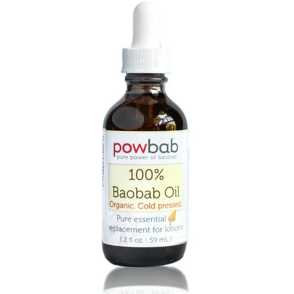powbab 100% Baobab Oil - 2 oz. Bottle, Organic, Cold Pressed, Pure Moisturizer and Face Oil