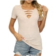 thumbnail image 1 of Birdeem Hauts et Blouses à Manches Courtes pour Femmes, Mode Décontractée, Couleur Unie, Col en V, Manches Courtes, 1 of 6