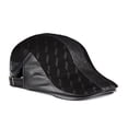 thumbnail image 3 of Genuine Leather Thin Print Geometry Berets Hats For Men Duckbill Leisure Black/Brown 54-61cm Fitted Cabbie Bonnet, 3 of 4