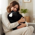 thumbnail image 3 of Crouching Cat Plush – Soft Ginger Cat Stuffed Animal with High-Elastic PP Cotton – Kawaii Cat Pillow for Relaxation, Nap, Home Decor – Black, 3 of 5