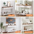 thumbnail image 2 of Pusnapku 47" Console Table, Fluted Wood Foyer Table with Charging Station, Narrow Couch Desk with Storage Shelf and 3 Drawers for Living Room, Hallway, 2 of 9
