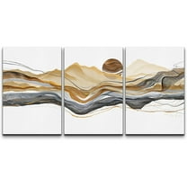 wall26 Canvas Print Wall Art Set Gold Black Pastel Paint Stroke Mountain Range Nature Abstract Illustrations Modern Art Rustic Landscape for Living Room, Bedroom, Office