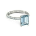 thumbnail image 3 of HeartsAndYou Emerald Natural Aquamarine Round & Moissanite Accent Ring 14k SOLID White Gold, 3 of 9