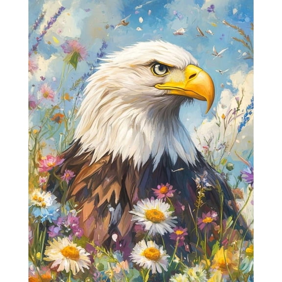 Paint by Numbers for Adults Kids Beginner Eagle Flower Language DIY Acrylic Painting by Numbers Kits with Brushes Acrylic Pigment Home Decoration Gifts 16 x 20 inch