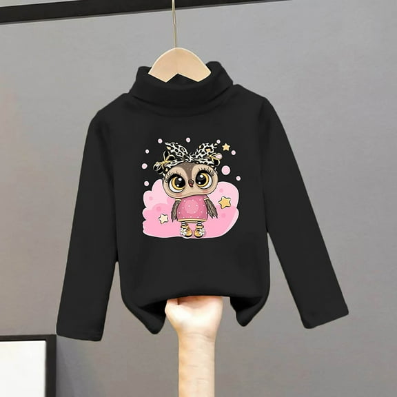 Tfken Toddler Boys Sweater Fashion Cartoon Print Comfortable Turtleneck Pullover Sweater Black Size 18-24 Months