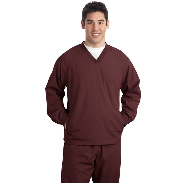 Camisa cortavientos raglán con cuello en V Sport-Tek Tall LT Granate deporte-tek TJST72