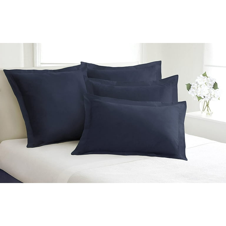 FRESH IDEAS Poplin Tailored Pillow Sham Euro 26x26 inches Navy Walmart
