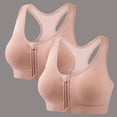 thumbnail image 2 of 2 Pack Womens Wireless Sports Bras, Front Zip Cross-Back Full Coverage Push-Up Sports Bras, Wide Shoulder Straps Bra Top | VerBelle,Rose Gold M, 2 of 7