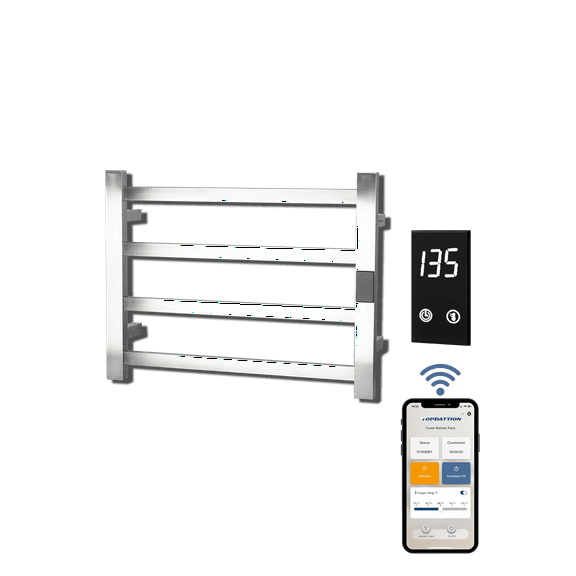 Topdattion Smart Wireless Electric Towel Warmer | Blade Thin 4 Bar Design | Brushed Finish