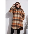 thumbnail image 3 of Zeagoo Womens Plus Size Flannel Plaid Button Down Shirts Long Sleeve Lounge Lapel Tartan Shacket Jacket Long Coats 2025, 3 of 7