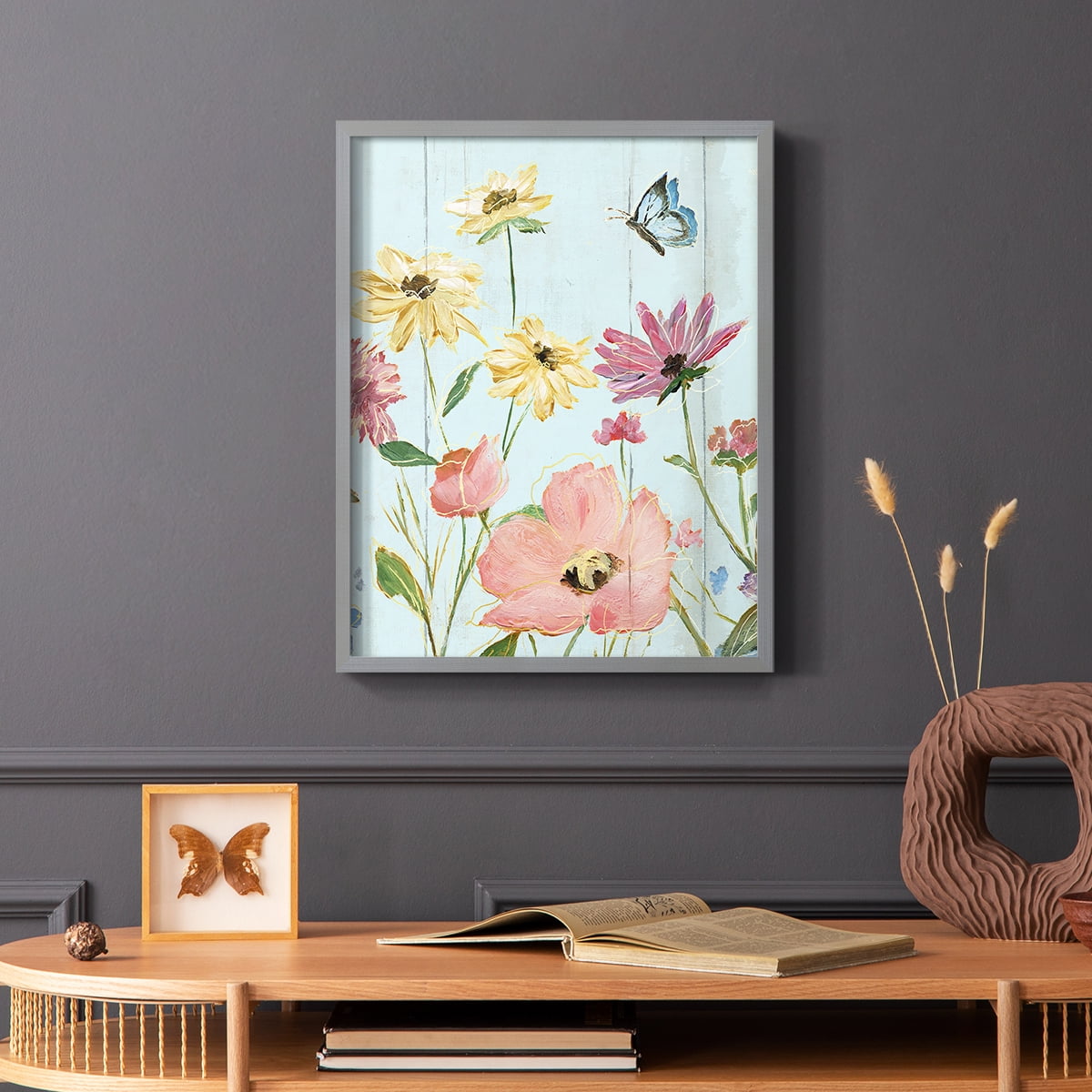 Wildflower Flutter II Framed Print - Solid Wood in Single Picture Frame Solid Wood 2 Framed Print