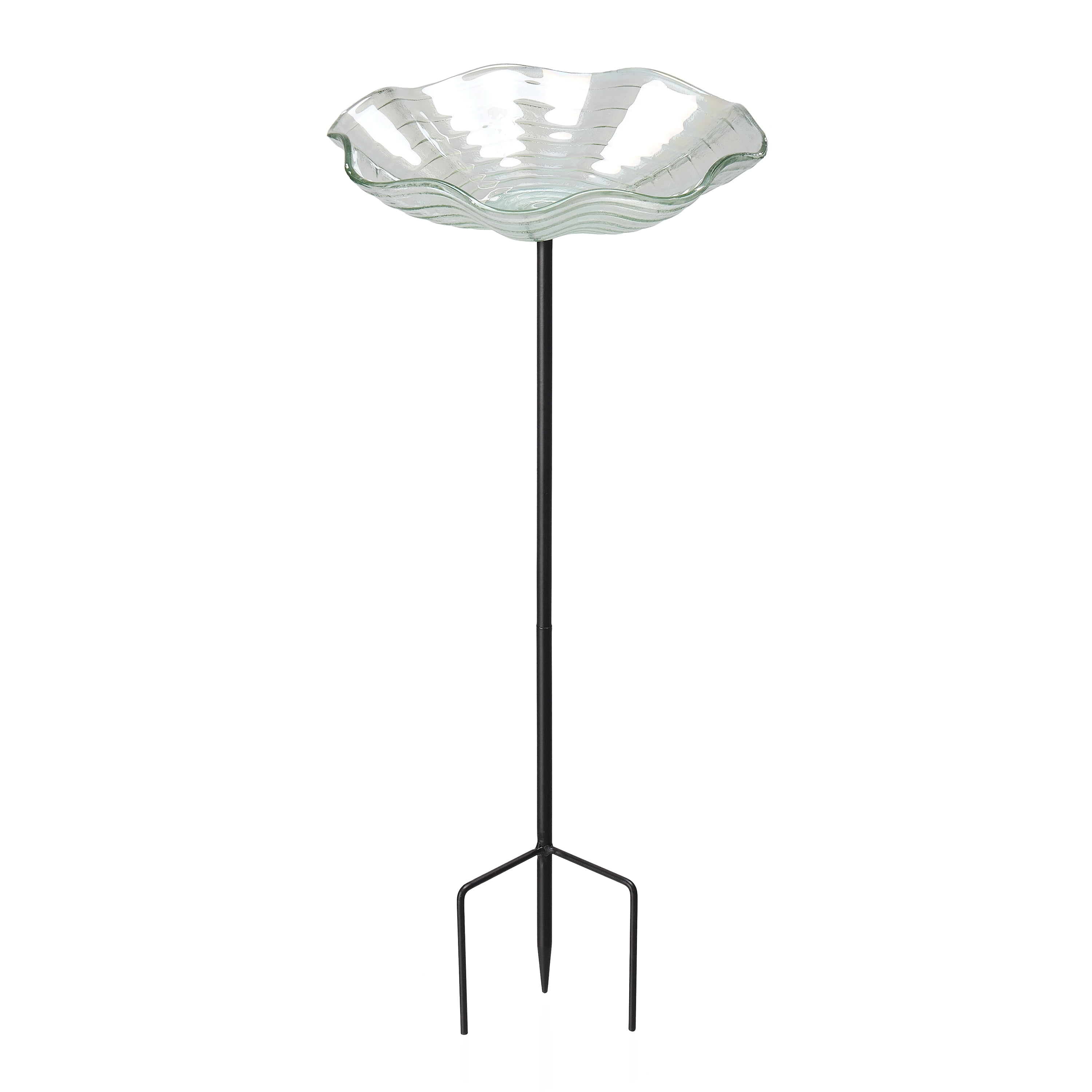 Mainstays White Shell Glass Outdoor Bird Bath Stake - Walmart.com