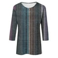 thumbnail image 5 of Charella 3/4 Length Sleeve Shirts for Women Striped Printed Crew Neck Tee Casual Loose Fit Color Block Tops (XL, Multicolor 10), 5 of 5