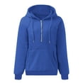 thumbnail image 4 of Htigea Women's Hooded Sweatshirts 1/4 Zip Up Long Sleeve Pullover Thin Fleece Tops Lightweight Outdoor Active Hoodies with Pocket Blue S, 4 of 4