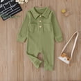 thumbnail image 2 of And Toddler Boys Girls Solid Color Long Sleeve Romper Jumpsuit Clothes,Size 0 Months-3 Months, 2 of 4