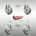 thumbnail image 2 of 5 Inch 316SS Gray Polyurethane Swivel 10mm Threaded Stem Caster Set 2 Brake, 2 of 2