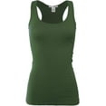thumbnail image 5 of Bozzolo Women's Basic Cotton Spandex Racerback Solid Plain Fitted Tank Top -RT1777, 5 of 11