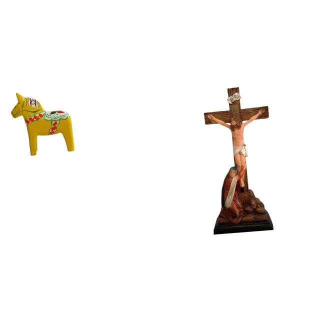 Figura de caballo Dalecarliano y escultura religiosa de Jesús, Madre María, adorno para estantería del hogar, decoración de mesa y dormitorio.