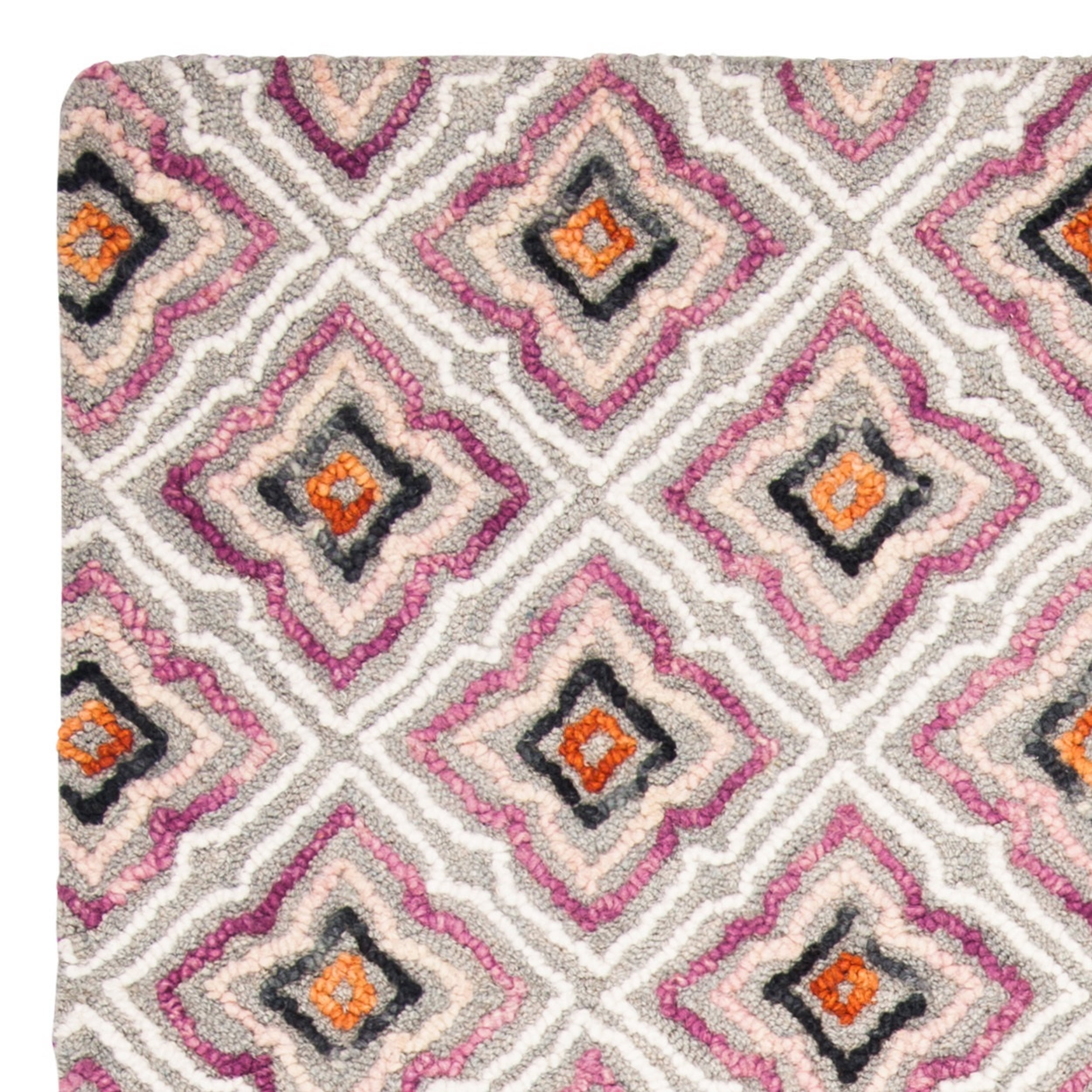 SAFAVIEH Trace Henrietta Geometric Floral Wool Area Rug, Aqua/Ivory, 5' x 8'