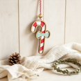 thumbnail image 5 of Wooden Candy Cane Christmas Ornament, Red White Striped Holiday Tree Hanging Decor with Teal Bow and Wood Bead, Rustic Xmas Party Decoration Gift, 3.94 Inch, 5 of 7