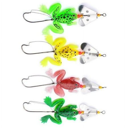 Luxsea 4pcs Fishing Lure False Frogs Shape Eco-friendly Lifelike Artificial Soft Bait CrankBait