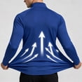 thumbnail image 4 of Men's 1/4 Zip Long Sleeve Athletic Pullover Top Fitted Breathable Casual Sweatshirt Comfy Tee for Tennis Running Jogging Hiking Wear(Blue,XXL), 4 of 9