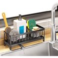 thumbnail image 1 of Kitchen Storage Sink Rack 304 Stainless Steel Sink Sponge Holder Multifunctional Kitchen Sink Organizer with Automatic Drain Tray (Black), 1 of 4
