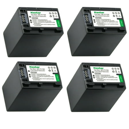 Kastar 4-Pack NP-FH100 Battery Replacement for Sony HDR-SR8  HDR-SR80  HDR-SR82  HDR-SR87  HDR-SR90  HDR-TG1  HDR-TG3  HDR-TG5  HDR-TG7  HDR-UX10  HDR-UX19  HDR-UX20  HDR-UX3  HDR-UX5 Camera