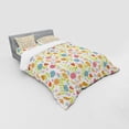 thumbnail image 3 of Spring Duvet Cover Set, Hand Drawn Doodle Tulips and Daisy Petals Composition Designed with Butterflies, Bedding Set with Shams and Fitted Sheet, 3 Sizes, by Ambesonne, 3 of 3