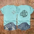 thumbnail image 2 of Camisetas de Manga Corta para las Mujeres Carta Impresa Doble Cara Suelta Tee, Casual Vintage Verano Top Mujeres, 2 of 3