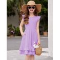 thumbnail image 3 of Arshiner Girls Dress Casual Boho Ruffle Sleeve Yellow A Line Flowy Summer Sundress with Pockets, 3 of 6