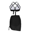 thumbnail image 5 of UTSJKR Women's Multi Color Triangle Trim 3 Piece Bikini Set, Mesh Drawstring Skirt Bathing Suit for Summer Trendy Beach Style Black L, 5 of 7