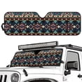 thumbnail image 2 of Uorisanigo Windshield Sun Shade Fit for Jeep Wrangler JL JLU 2018-2025 / Jeep Gladiator 2020-2025 Aztec African Tribal Front Window Sunshade Prevent Dashboard Fades and Cracks, 2 of 7