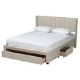 thumbnail image 3 of Baxton Studio Coronado Mid-Century Modern Transitional Beige Fabric Full Size 3-Drawer Storage Platform Bed, 3 of 7