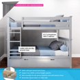 thumbnail image 2 of BEDSMART Solid Wood Twin Over Twin Bunk Bed With Trundle | Gray, 2 of 7