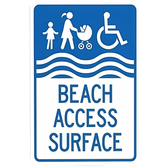 Beach Access Surface Warning Metal Sign 12 x 8 Inches - Private Property Security Sign, Indoor Outdoor Home, Business, Road, Yard, Garage, Street Wall Decor