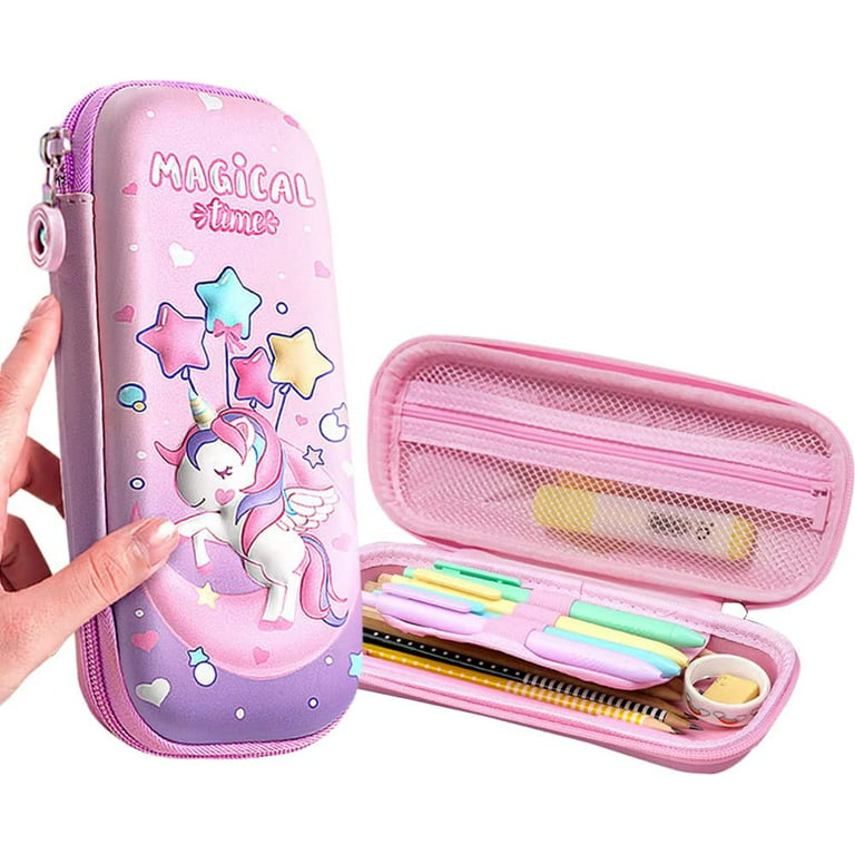 Unicorn Pencil Case for Girls, 3D Large Capacity Portable Pen Pouch with  Compartment, Cute Unicorn Zipper Storage Cartoon Pencil Bag Stationery Box