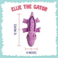 thumbnail image 4 of SnugArooz: Ellie the Gator - Purple Plush Dog Toy, Squeaks & Crinkles, Pet Multi-Sensory Play, Recycled Material, 4x12" Soft & Cuddly Animal Companion, 4 of 8