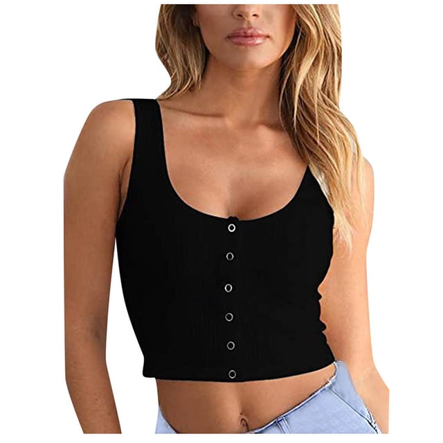 Birdeem Fashion Womens Sexy Button Tank Tops Vest off Shoulder Halter Blouse T-Shirt Tops