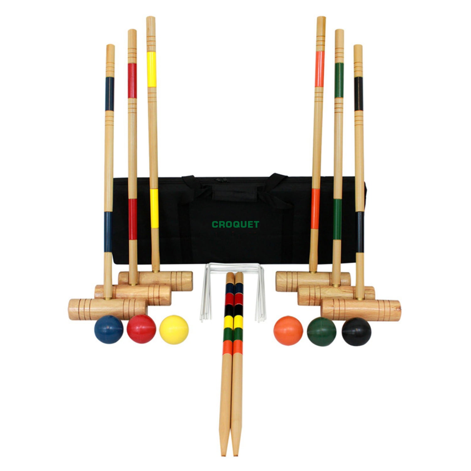 HARDWOOD OUTDOOR CROQUET SET DELUXE SPORTS WITH CARRYING BAG LAWN RECREATION 