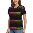 thumbnail image 2 of Vsdgher Colorful Sparkling Women Shirts V Neck Short Sleeve Tops T-Shirt Basic Tees, S to 3XLSmall, 2 of 5