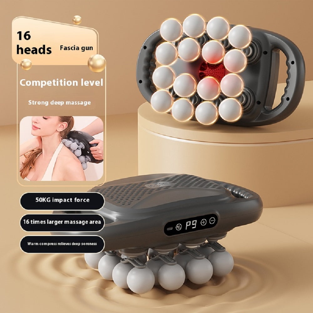 Tancola 16-Heads Massage Gun for Deep Tissue Pain Relief in Legs, Waist, Back, and Neck