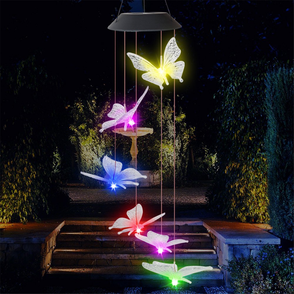 Solar Powered LED Wind Chime Light ColorChanging Led Butterfly