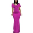 thumbnail image 2 of Gspmoly Robes pour Femmes, Robes d'Été Décontractées pour Femmes à Col Rond, Manches Courtes, Unies, Robes de Cocktail jusqu'à 65 % de Rabais, 2 of 4