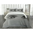 thumbnail image 3 of Ambesonne Eyelash Quilted Bedspread Set 3 Pcs, Dramatic Woman Look, King Size, Grey Black, 3 of 5