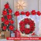 thumbnail image 4 of 20 piezas de decoración de Navidad, guirnalda de árbol de Navidad con purpurina, colgantes de flores artificiales, para árbol de Navidad de fiesta, corona, decoraciones de fiesta de boda, rojo, 4 of 5