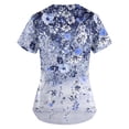 thumbnail image 3 of Susanny Print Scrub Tops Women Floral Nurse Uniform Print Short Sleeve Scrub Top with Pockets Graphic Holiday Printed Plus Size Scrub Tops Blue M, 3 of 3