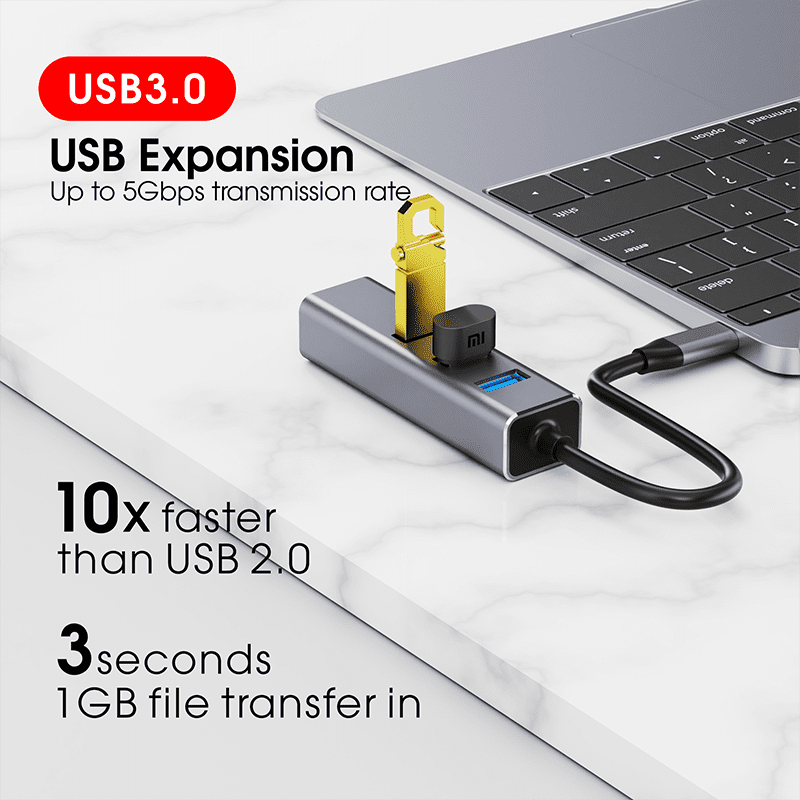 DOONJIEY  4 in 1 USB C Hub 3 USB Hub 3.0 1000mbps RJ45 Gigabit Ethernet USB A Type c Docking Station