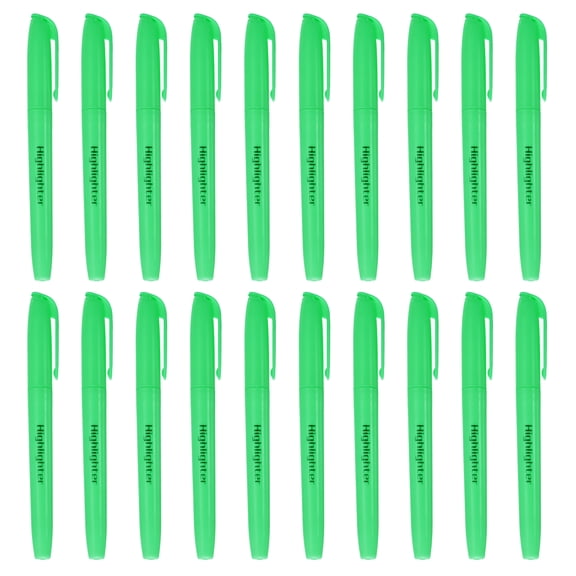 Uxcell Green Highlighter, 20 Pack No Bleeds Highlighters Pens Neon Clear View Bright Quick Dry Pocket Marker Pen Sticks Chisel Tip Cute for Books Office Adults