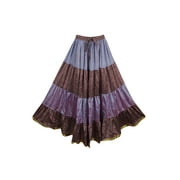 Mogul Women's Maxi Skirt Purple Brown Peasant Summer Hippie Chic Long Skirts